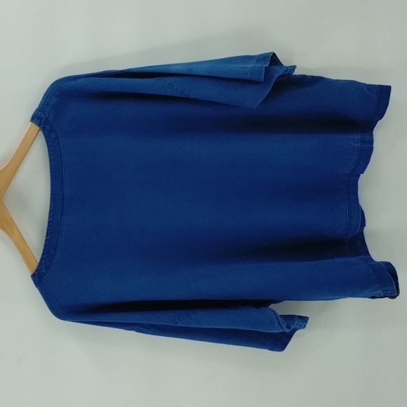 Pure Jill indigo blue oversized pullover top size large textured with buttons - Picture 8 of 10